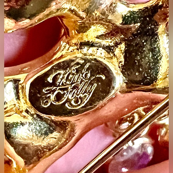 RARE Vintage Kirks Folly Vintage Cherub Brooch Aurora Borealis Crystals - Picture 5 of 5